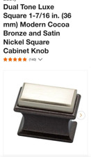 Dual Tone Luxe Square 1-7/16 in. (36 mm)  Cocoa Bronze and Satin Nickel Knobs picture