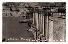 1939 Grand Coulee Dam Construction RPPC Vintage Postcard Upstream Face picture