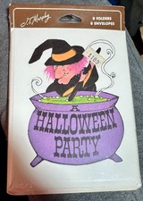 Vtg J.T. Murphy Halloween Party Invitations Pack Of 8 Cards Envelopes Witch picture