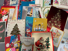 lot of 100 Vintage Christmas Greeting Cards 1940s-1960s MID CENTURY MCM RETRO picture