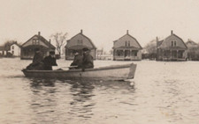 Massive Flood Entire Town Underwater Disaster People Canoe RPPC Postcard picture
