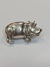 Hippopotamus 925 Silver JH Breakell Brooch Lapel Pin picture