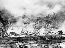 The ruins of Cassino minutes after heavy bombing in an Allied air - Old Photo picture