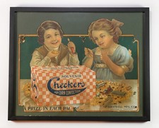 1910-1915 Checkers Popcorn Confection Advertising Die-Cut Cardboard Store Sign picture