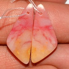 13 Cts Natural Pink Opal Cabochon Gemstone Front To Back Drill Pair 25x9mm #P455 picture