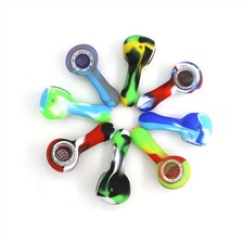 20PCS Mini Mixed Silicone Pipe with 9 Hole Glass Bowl, Random Color picture