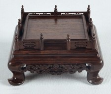 Craft Art Statue Base Holder Decor Ebony Wood Carved Square Display Rack Stand picture