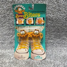 Vintage 1989 Garfield Bow Biters Shoe Lace Locks Brookside Orange Plastic NOS picture