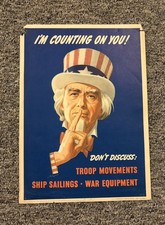 Original WWII Poster In Counting On You Don’t Discuss Troop Movements Uncle Sam picture