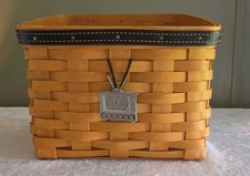 Longaberger Handwoven USA Small Rectangle Storage Basket w/ Lid, Dad Charm picture