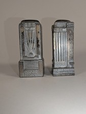 Rare 1933 Chicago World's Fair Salt & Pepper Shakers Metal Art Deco Souvenir Set picture