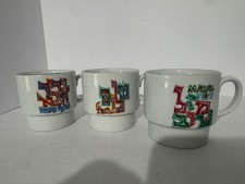 VTG SET OF 3 Naaman Isreal Mugs- SHALOM, MAZAL TOV, BARUH HABA picture