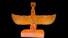 RARE ANCIENT EGYPTIAN ANTIQUE Statue Goddess winged Isis Amber Stone Egyptian BC picture