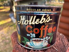 Killer Vintage 1lb 1930's Holleb's Coffee Tin Can. RARE picture