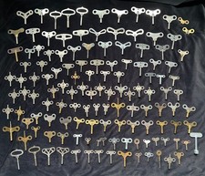 130 Vintage Antique Clock Winding Keys Waterbury Schatz Popular Progress Brass picture