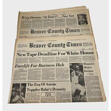 Hank Aaron Home Runs 714 & 715 Newspapers Beaver County News April 5 and 9 1974 picture