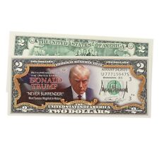 Donald Trump Never Surrender Colorized Mugshot 2 Dollar Bill Uncirculated Comme picture