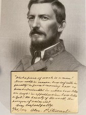 RARE Confederate Lt. General Alexander Stewart Signed Card/ Civil War picture