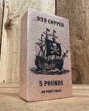 5 Lb .999 copper bullion bar Pirate Ship Edition picture