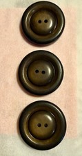 Set of 3 Vintage Large Brown Bakelite Coat Buttons 1 3/8 Inch 35mm Tested 2 Hole picture