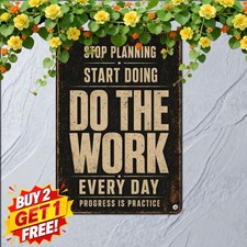 Distressed Stacked Typography Slogan Sign Vintage Warehouse Metal Plaque picture