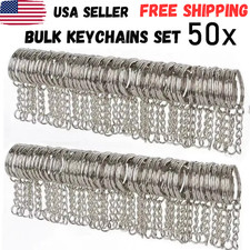 50PCS Bulk Keychains Set Split Keychains Rings with Chain 1 Inch Key Rings picture
