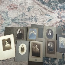 Lot of 8 Vintage Antique Portraits with Covers 1900s Early 1900s Black White picture