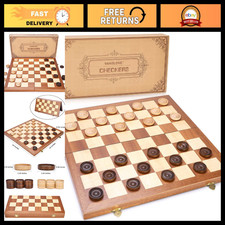 14inch Checkers Folding Wooden Game Set, 8x8 Classic Checkerboard International picture
