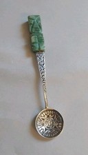Vintage Mexican .850 Silver Carved Stone 4 Inch 10.6 Grams Spoon picture