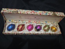 Vintage 6 Oberfrankische Glas Glass Ornaments Eggs made in GERMANY picture