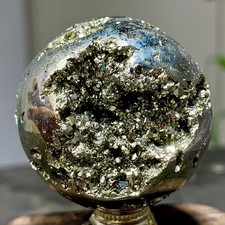 131G Natural Chalcopyrite Quartz Crystal Ball Energy Reiki Healing picture
