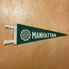 Vintage 1950s Manhattan College 4x9 Felt Pennant Flag picture