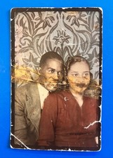 1940s African American Couple Hand Tinted Portrait Photo Black Americana picture