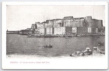 Vintage Napoli S. Lucia & Castel dell'Ovo Postcard - Italy Waterfront Photo picture