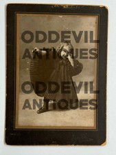 Antique Goth Girl Black Dress Cabinet Card Photo Monett MO Missouri Halloween picture