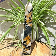 773g Natural Rare Yellow Tourmaline Black Orca With Topaz Point Crystal Healing picture