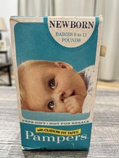 Pampers Newborn Disposable Diaper Box 1970s with Custom-Fit Tapes picture