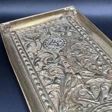Antique W.T.&S William Tonks & Sons English Brass Card Receiving Footed Tray picture