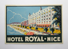 Vintage Hotel Royal Nice France Art Deco Luggage Label Travel Ephemera picture