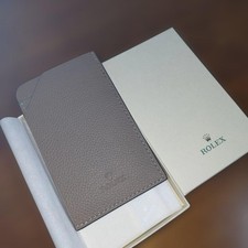 Authentic ROLEX Official Leather Card Holder Case Gray Rare Limited Novelty picture