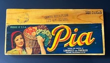 Vintage PIA FRUIT Crate Sign LAMANUZZI & PANTALEO FRESNO CALIF Santa Rosa Plum  picture