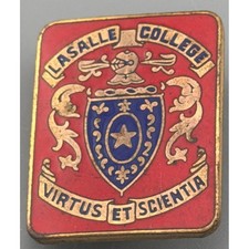 Vintage La Salle College Enamel Crest Pin Virtus Et Scientia 1 1/8