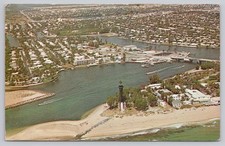 Hillsboro Lighthouse Pompano Beach FL Aerial Chrome Postcard 1973 picture