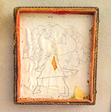 Antique 1850s Ambrotype Family Portrait Photo Half Case Hidden Child's Drawing picture