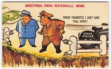 Waterville, Minn. State Police Tourist Cartoon Postcard Lamac Art picture