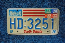 1976 1977 1978 1979 1980 South Dakota License Plate picture