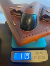 Vintage B-2 Spirit Stealth Bomber Wooden Desk Model - 20in Wingspan w/ Stand picture