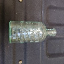 Antique E-Z Stove Polish Bottle Martin & Martin Chicago Aqua Glass 1890s picture