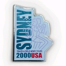 Vintage 2000 Olympic Sydney Australia USA Track and Field News Tours Lapel Pin picture