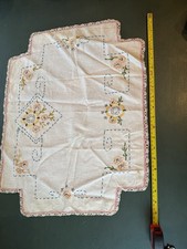 Handmade Vintage Embroidered Doily Centerpiece 16” X 20” Floral Grannycore picture